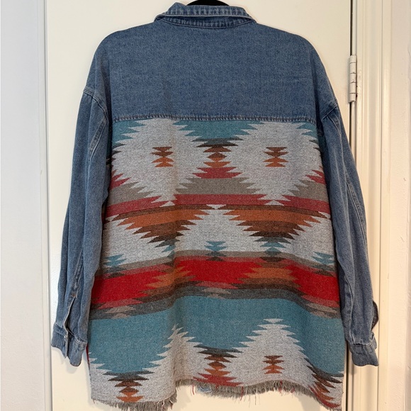 Denim Aztec Pattern Jacket - Picture 3 of 4